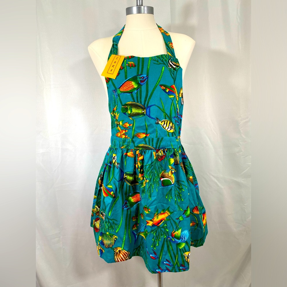 SOKA fish cocktail apron Handmade entertaining dinner party bbq NEW One size